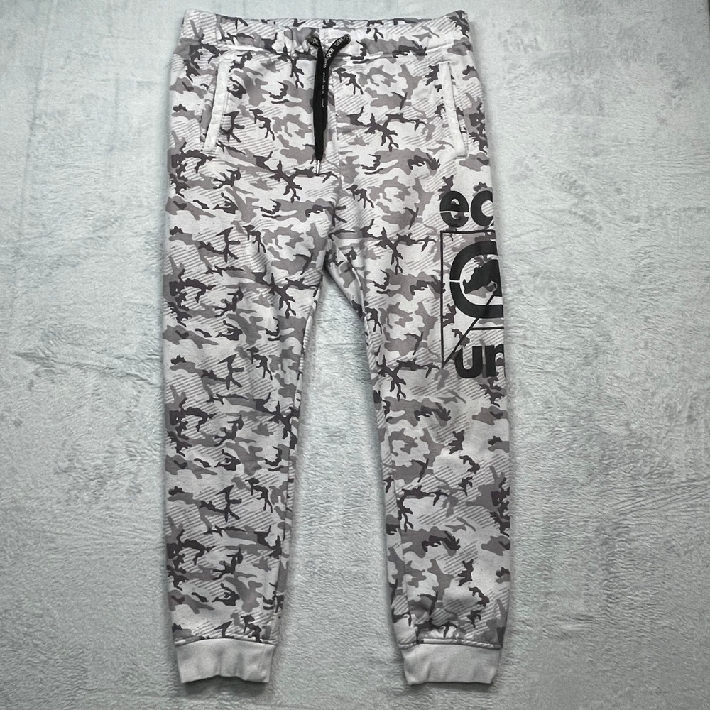 Ecko Unltd Joggers Mens XL Grey Camo Fleece Graphic Logo Sweatpants Streetwear